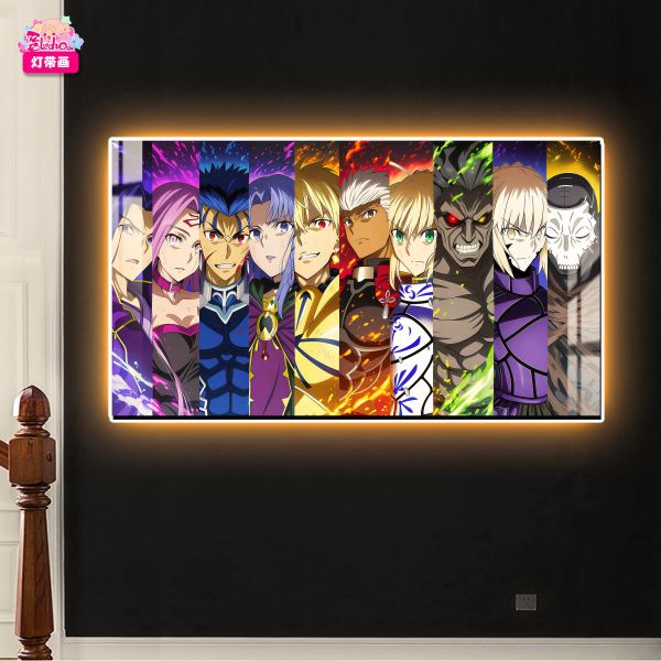 【海外代購】阿喵畫社 Fate英靈團 主題裝飾氛圍感發光燈帶裝飾畫 發光滑鼠墊 床頭地墊 