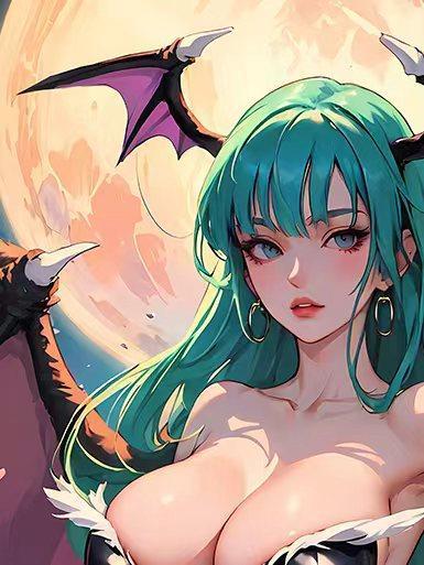 【海外代購】巴洛克 《月下莫莉卡》惡魔戰士遊戲Morrigan莉莉絲卡普空動畫裝飾畫 