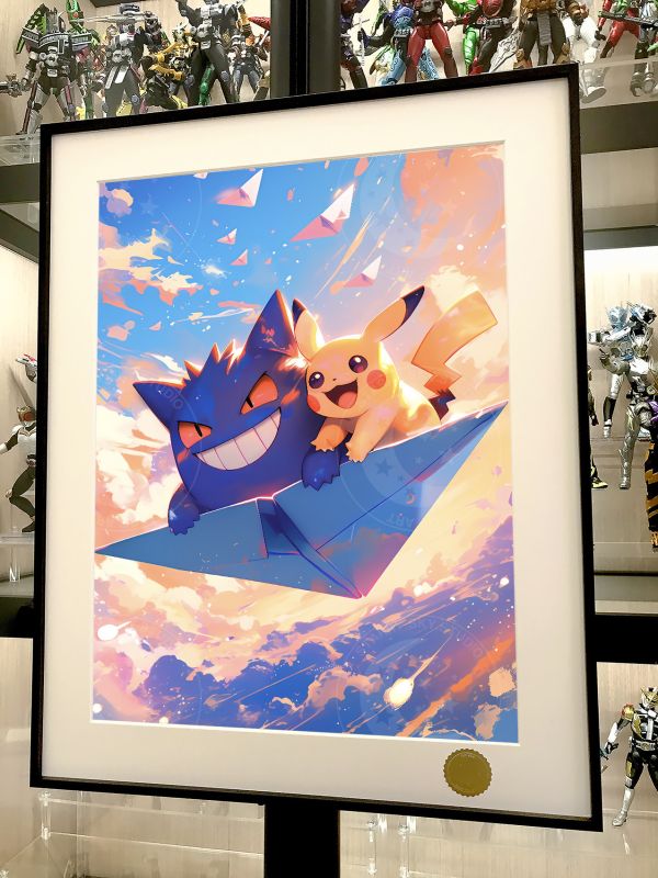 【海外代購】星空 《紙飛機耿鬼皮卡丘》寶可夢神奇寶貝Gengar寵物小精靈Pikachu二次元裝飾畫 