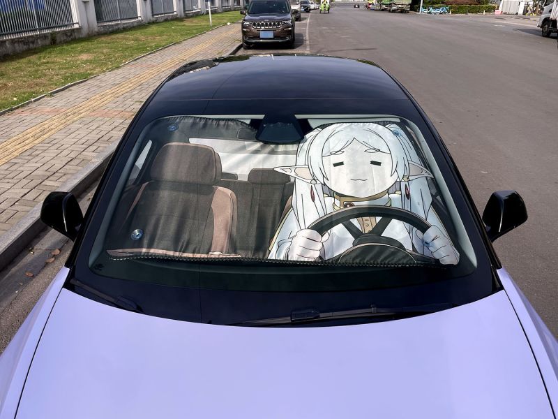 【海外代購】千鳥社 《汽車前擋遮陽—芙莉蓮》葬送的芙莉蓮Frieren精靈表情包二次元汽車遮陽防曬 