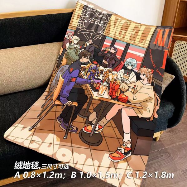【海外代購】千鳥社 EVA麥當勞 明日香綾波麗初號機午睡毯地毯裝飾畫 