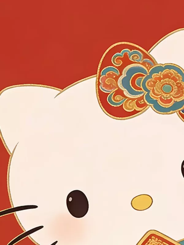 【海外代購】巴洛克《送福kitty》哈嘍hello凱蒂貓新年馬年裝飾畫冰箱貼 