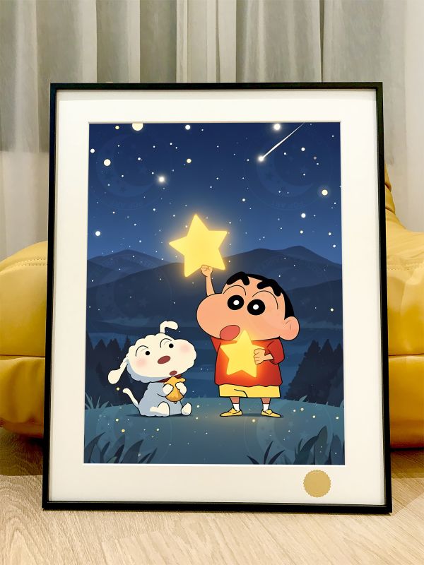 【海外代購】星空 《摘星小新》野原新之助蠟筆小新小白動漫二次元裝飾畫 