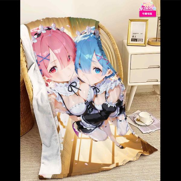 【海外代購】阿喵畫社 迎辰 蕾姆拉姆 8k超大高清裝飾畫 午睡毛毯 書桌掛毯 床頭地墊 入戶地墊 