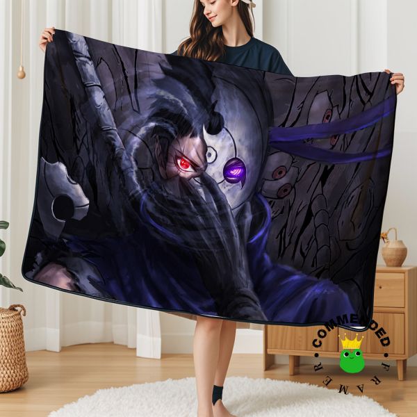 【海外代購】皇呱 《輪迴寫輪眼帶土》 火影忍者第四次忍界大戰時期左輪回眼，右寫輪眼帶土週邊裝飾畫 午睡毯 地毯 