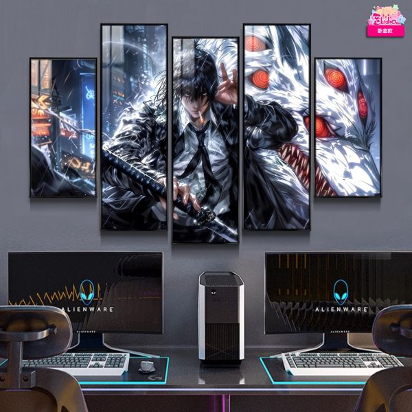 【海外代購】阿喵畫社 鏈鋸人墨染 早川秋五幅套組 新品異形套組裝飾畫 發光滑鼠墊 床頭地墊 