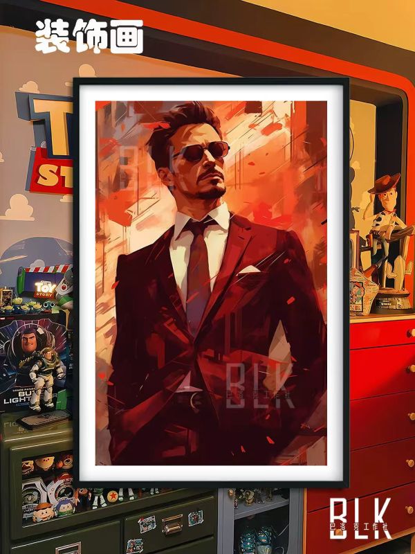 【海外代購】巴洛克 《東尼史塔克》鋼鐵人Iron Man鋼鐵人鐵甲奇俠漫威小勞勃道尼遊戲動畫裝飾畫 