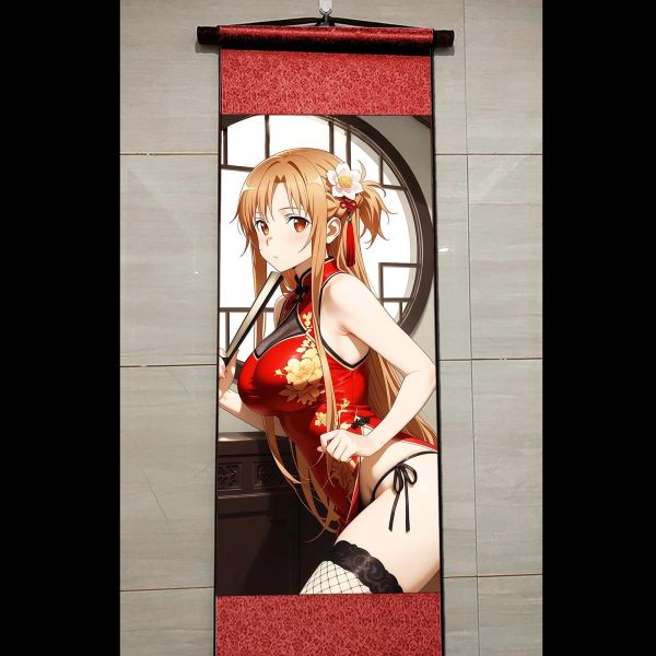 【海外代購】阿喵畫社 新年亞絲娜 國風捲軸錦緞高清精裱畫 