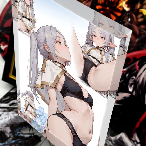 【海外代購】阿喵畫社 羞羞芙莉蓮 23cm大號3D透明收藏透明磚 
