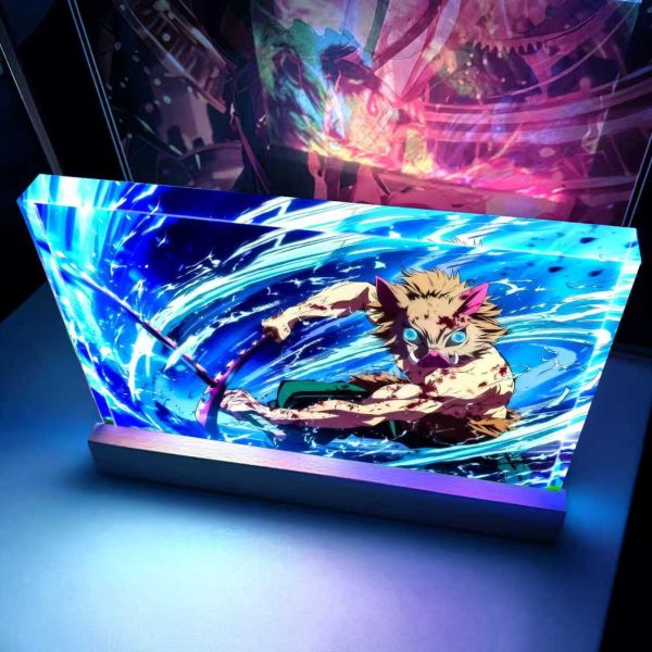 【海外代購】阿喵畫社 獸之呼吸 嘴平伊之助 23cm大號特效發光手辦架展示磚 