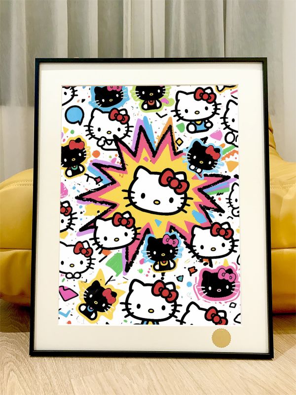 【海外代購】星空 《塗鴉kitty貓》hello kitty 凱蒂貓動畫二次元裝飾畫 
