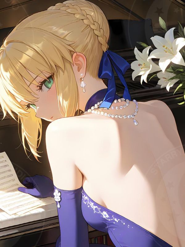 【海外代購】星空 《鋼琴師》阿爾托莉雅吾王Fate騎士王亞瑟王動畫裝飾畫 