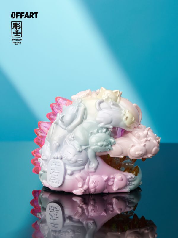 【預定】OFFART 彫壬 百貓紅蓮 Mini迷你招財頭雕 - 甜蜜糖霜版 