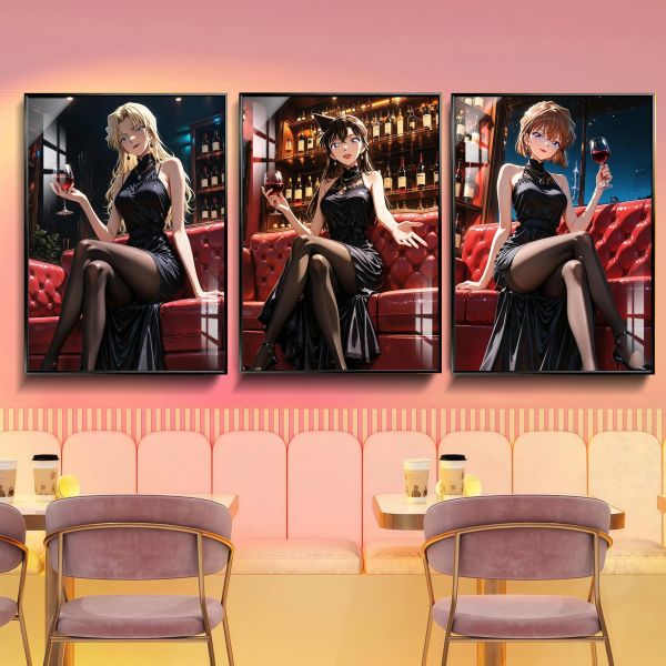 【海外代購】阿喵畫社 名偵探柯藍經典禦姐女神三聯 名偵探柯藍新品12K主題高清裝飾畫 