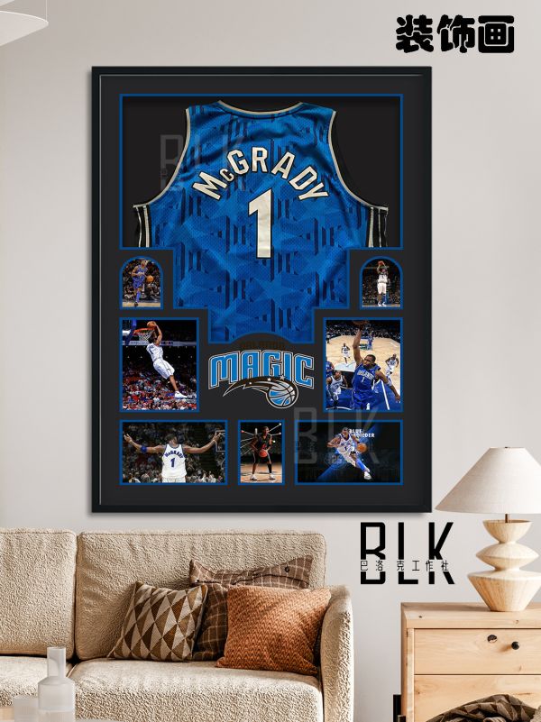 【海外代購】巴洛克 《麥迪球衣版畫》NBA系列奧蘭多魔術隊T-Mac火箭隊大睡眠藝術裝飾畫 