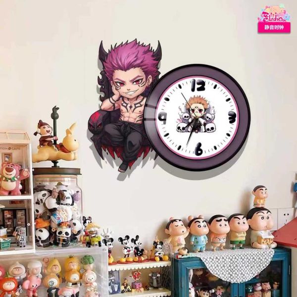 【海外代購】阿喵畫社 Q版兩面宿攤鐘錶鐘 表異形靜音時鐘 