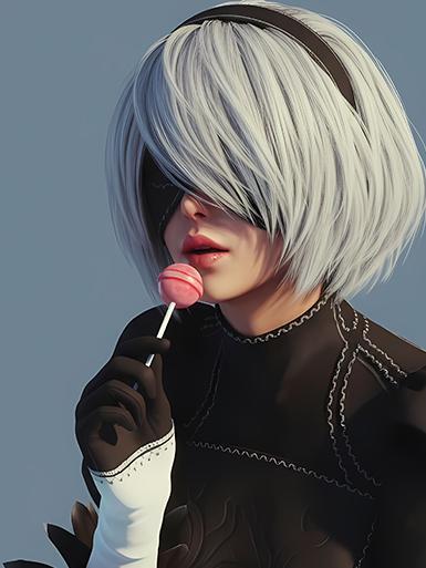 【海外代購】巴洛克 《棒棒糖2B》尤尼哈尼爾機械紀元夜刃二號B型遊戲裝飾畫冰箱貼 