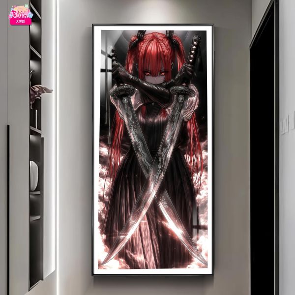 【海外代購】阿喵畫社 RED BLADE焰魂少女大豎款 大豎新品8k主題高清裝飾畫 地墊  冰箱貼 