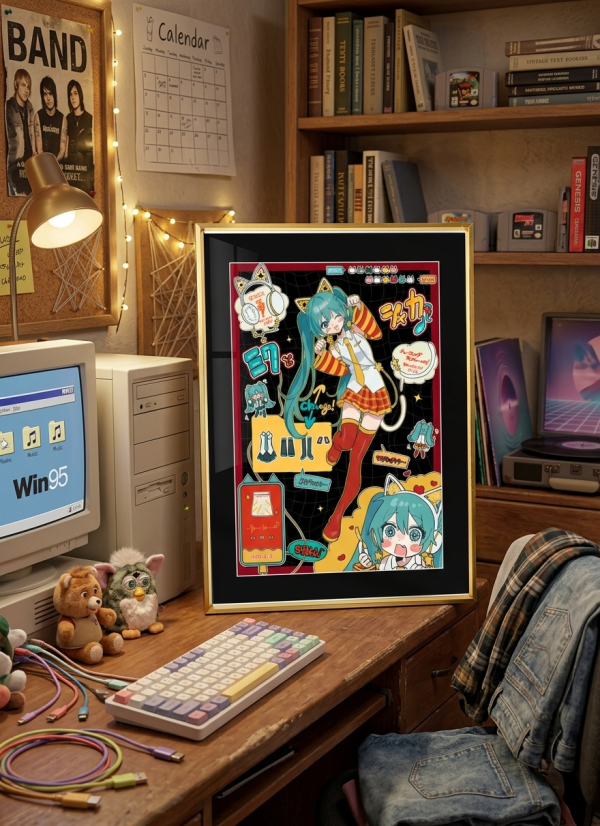 【海外代購】千鳥社 《初音×麥當勞》 初音未來麥當勞聯名Miku二次元週邊動漫掛畫臥室電競房裝飾畫 午睡毯 地毯 