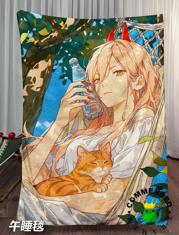 【海外代購】皇呱 《夏日帕瓦與貓貓》電鋸人裝飾畫 午睡毯  地毯 