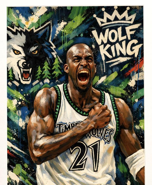 【海外代購】H2 《狼王加內特》NBA森林狼凱文加內特KG裝飾畫 