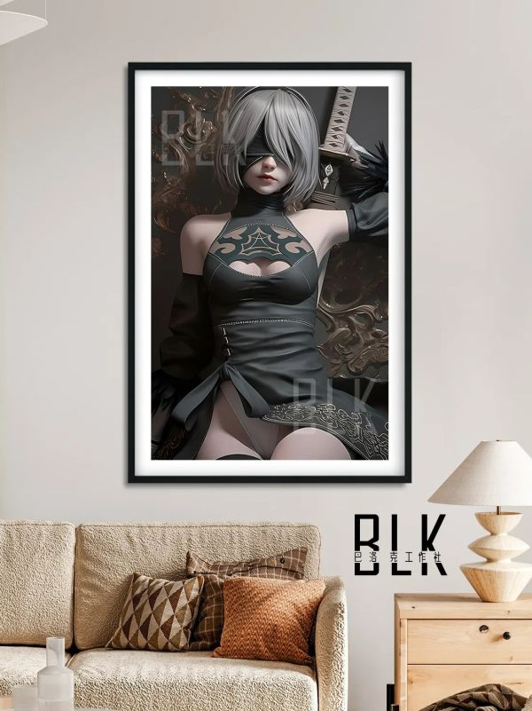 【海外代購】巴洛克 《黑衣2B》尤尼哈尼爾機械紀元夜刃裝飾畫冰箱貼 