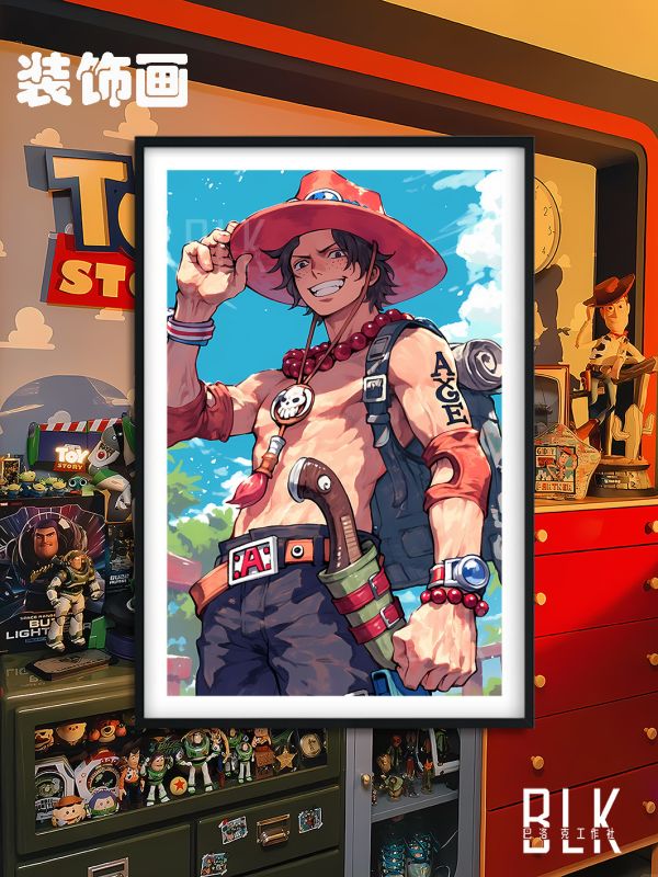 【海外代購】巴洛克《陽光艾斯》燒燒果實Ace海賊王裝飾畫 