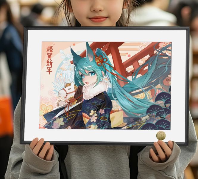 【海外代購】皇呱 《初音未來謹賀新年》恭賀新年裝飾畫 午睡毯 地毯 
