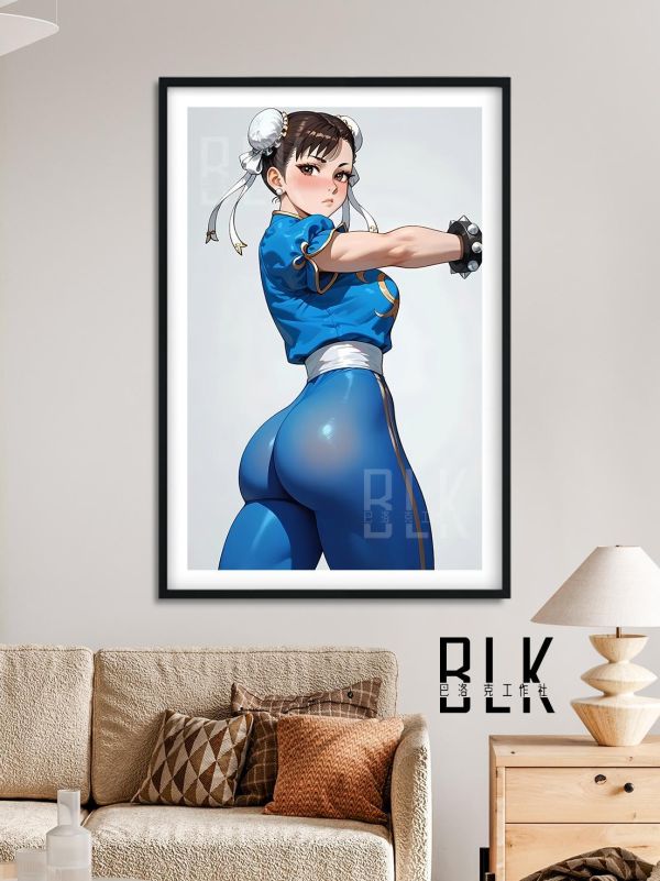 【海外代購】巴洛克 《透色春麗》街頭霸王Chun-Li遊戲卡普空動漫裝飾畫冰箱貼 
