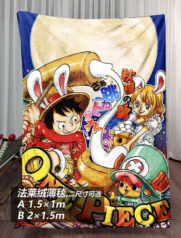 【海外代購】千鳥社 《魯夫中秋》 海賊王草帽團路飛中秋娜美喬巴二次元午睡毯地毯裝飾畫 
