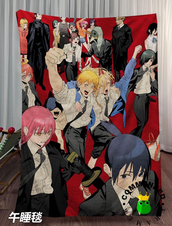 【海外代購】皇呱 《電鋸人成員大合照》 電鋸人成員大合照電次瑪奇瑪早川秋蕾塞同人周邊裝飾畫 午睡毯  地毯 