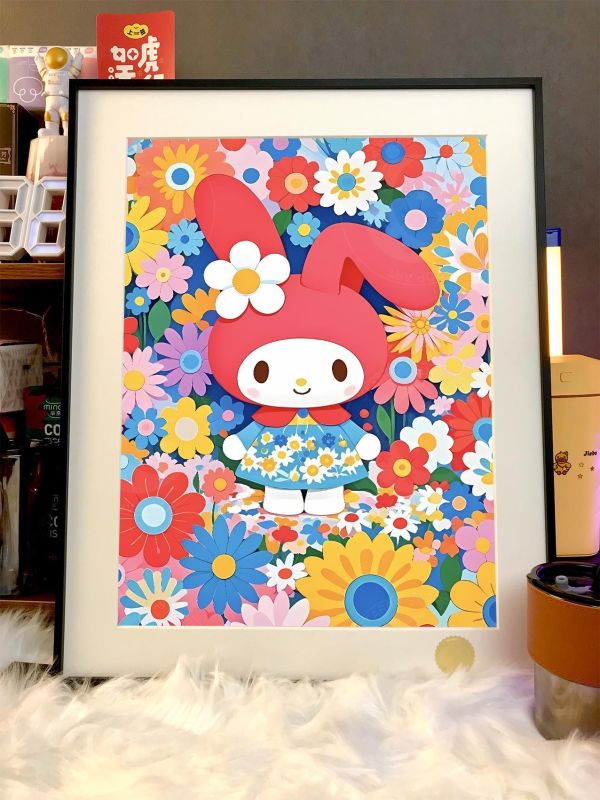 【海外代購】星空 《花園美樂蒂》酷洛米蒂蒂玉桂狗Melody凱蒂貓三麗鷗裝飾畫 