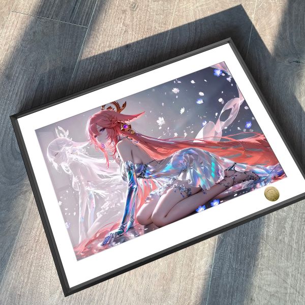 【海外代購】皇呱 《曼妙身姿八重神子》 原神掌管鳴神大社的大巫女狐之血脈八重神子週邊裝飾畫 午睡毯 地毯 