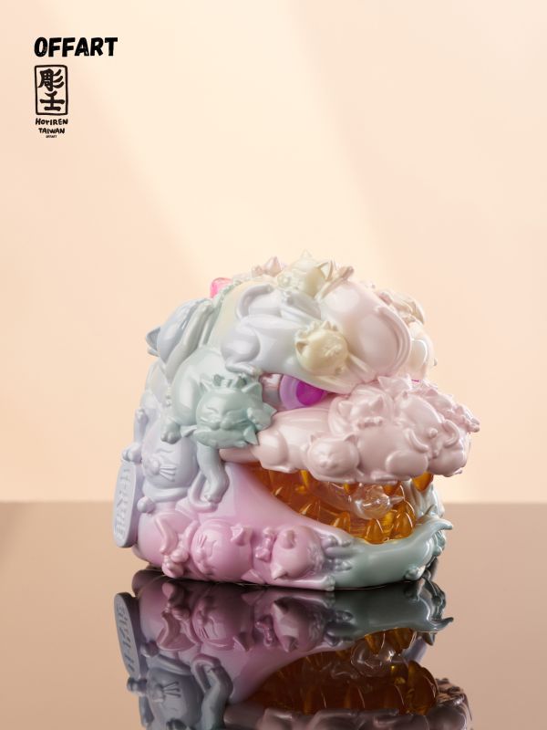 【預定】OFFART 彫壬 百貓紅蓮 Mini迷你招財頭雕 - 甜蜜糖霜版 