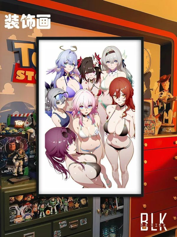 【海外代購】巴洛克 《泳裝崩鐵女團》星穹鐵道裝飾畫冰箱貼 