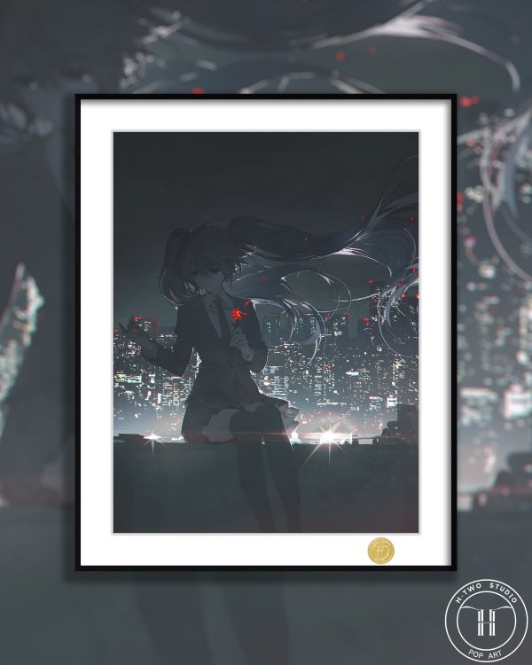 【海外代購】H2 《初音落淚》miku大蔥公主殿下動漫二次元裝飾畫 