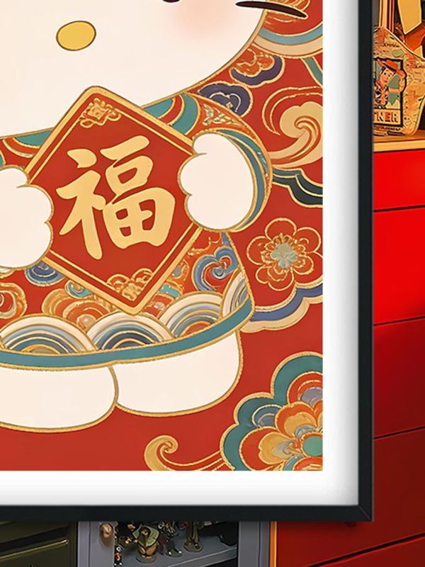【海外代購】巴洛克《送福kitty》哈嘍hello凱蒂貓新年馬年裝飾畫冰箱貼 