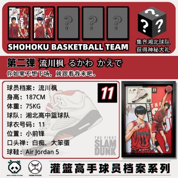 【海外代購】【45CM】凹凸Panda 灌籃高手《球員檔案系列》第二彈--流川楓 限量3D紙藝立體畫 