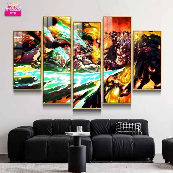 【海外代購】阿喵畫社 索隆VS燼五幅套裝 新品異形套組裝飾畫 發光滑鼠墊  地墊 