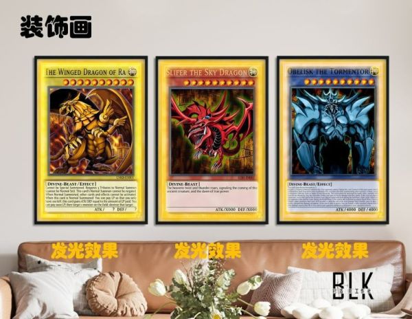 【海外代購】巴洛克 三幻神遊戲王武藤遊戲海馬天空龍翼神龍巨神兵裝飾畫/冰箱貼 