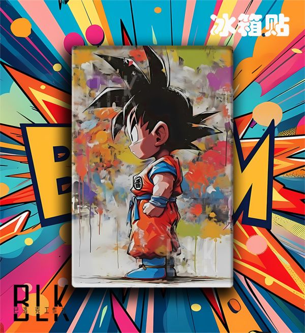 【海外代購】巴洛克 《塗鴉小悟空》七龍珠悟空超級賽亞人Dragon Ball卡卡洛特動畫二次元裝飾畫 冰箱貼 