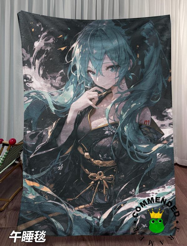 【海外代購】皇呱 《滄瀾初音》 初音未來風暗黑水墨感同人周邊裝飾畫 午睡毯 地毯 