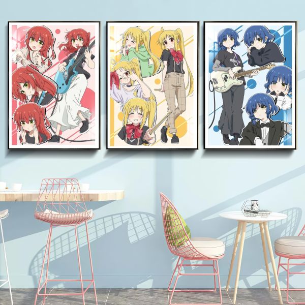 【海外代購】阿喵畫社 孤獨搖滾紅黃藍三部曲三聯 新品12K主題高清裝飾畫 