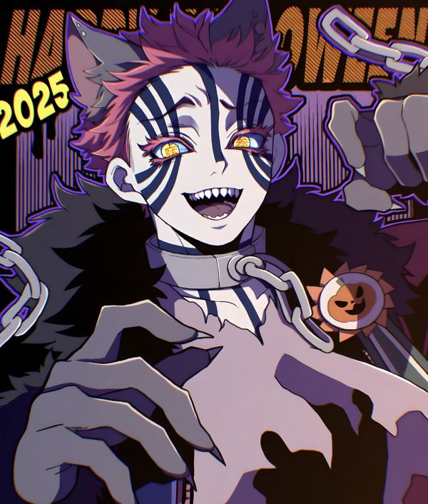 【海外代購】H2 《萬聖節猗窩座》鬼滅之刃狛治戀雪上弦之叁動漫二次元裝飾畫 