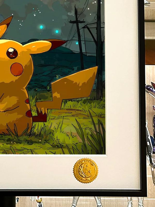 【海外代購】星空 《夜空皮卡丘》Pikachu耿鬼神奇寶貝小智伊布寶可夢裝飾畫 