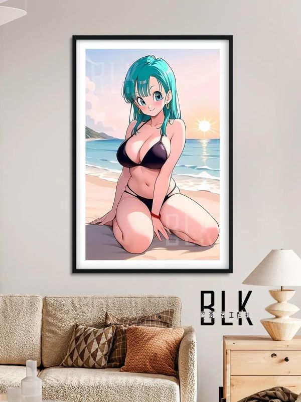 【海外代購】巴洛克《沙灘布瑪》布爾瑪卡卡羅特七龍珠裝飾畫冰箱貼 