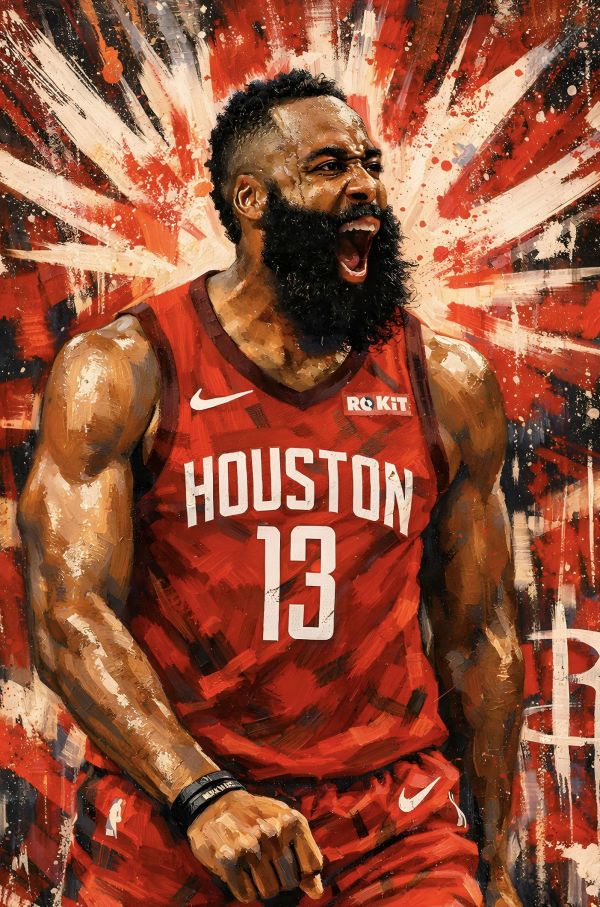 【海外代購】H2 《火箭登》詹姆斯哈登NBA火箭隊裝飾畫 