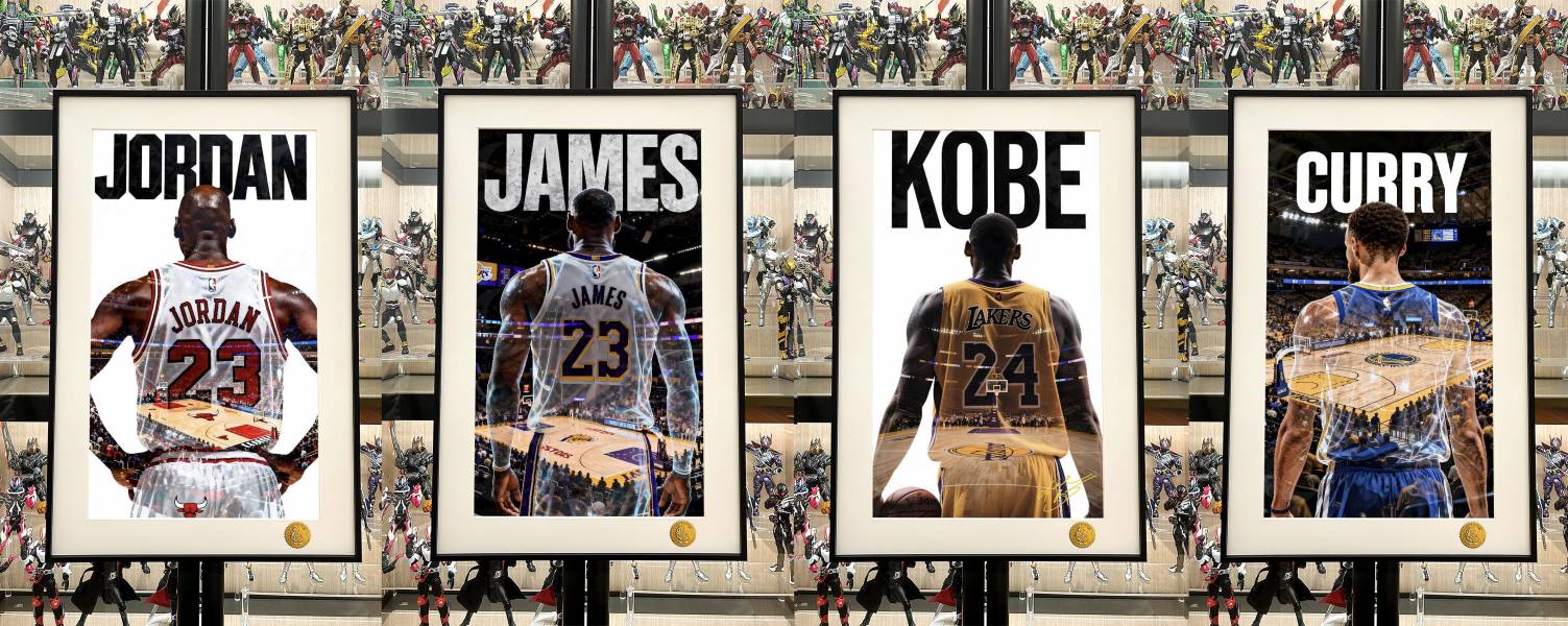 【海外代購】星空 《詹姆斯背影》NBA小皇帝LeBron James科比喬丹庫裡洛杉磯湖人隊裝飾畫 