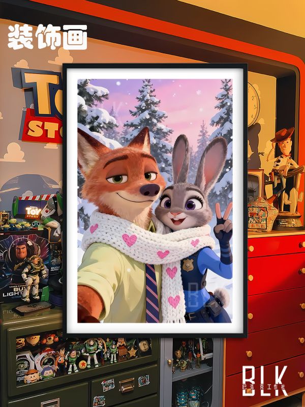 【海外代購】巴洛克 《冬日動物城》尼克狐兔子警官瘋狂動物城Zootopia2閃電動漫裝飾畫 