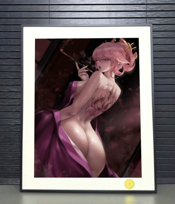 【海外代購】H2工作室 《背影八重神子》原神狐狸小姐裝飾畫 
